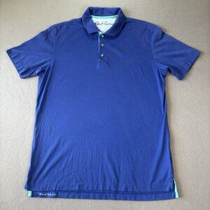 Robert Graham Shirt Mens Large Classic Fit Blue Solid Polo Colorful Short Sleeve